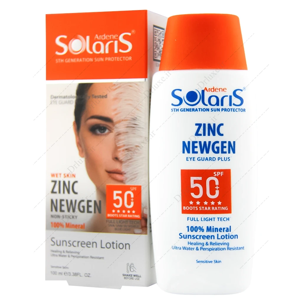 لوسیون ضد آفتاب سولاریس آردن مدل زینک نیوژن SPF50